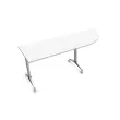 Table rabattable avec roulettes - 190 x 70 cm - Blanc et alu - Angle à droite photo du produit