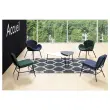 Fauteuil SMILE 4 pieds noir tissu bleu photo du produit