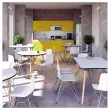 Table PALOMBA 80 x 80 cm Blanc pieds hêtre montée photo du produit