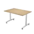 Table rabattable 120 x 80 x 74 cm sur roulettes - Chêne/aluminium photo du produit