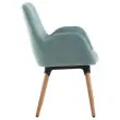 2 Fauteuils Tissu bleu 4 pieds bois vernis montés photo du produit