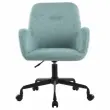 2 Fauteuils Tissu bleu clair piétement àroulettes montés photo du produit