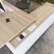 Bureau BARI Retour gauche 180 cm ch&ecirc;nestructur&eacute; / blanc mont&eacute; photo du produit