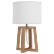 Lampe de bureau Beker bois et tissu blanc photo du produit