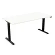 Bureau &eacute;lectrique Eco - 140 x 80 cm - Pieds noirs et plateau blanc - Livr&eacute; mont&eacute; photo du produit