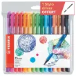 15 Stylos-feutres pointMax - Pointe moyenne - Encre eau - Coloris assorti - Stabilo photo du produit