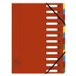 Trieur HARMONIKA&reg; &agrave; fen&ecirc;tres avec &eacute;lastiques v&eacute;ritable carte lustr&eacute;e 12 compartiments - Rouge - EXACOMPTA photo du produit