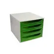 ECOBOX 4 tiroirs - Gris/vert pomme transparent - EXACOMPTA photo du produit
