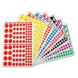 Gommettes enlevables rondes tailles et couleurs assorties 18 feuilles photo du produit