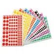 Gommettes enlevables rondes tailles et couleurs assorties 18 feuillesles - Apli photo du produit