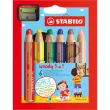 Etui de 6 crayons multi - talents woody 3 in 1 + taille - crayon - Stabilo photo du produit