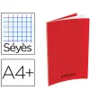 Cahier polypropylène piqûre Seyès - A4+ 90 g - 140 pages - Rouge - Conquérant photo du produit