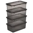 Set de boîtes de rangement Bea - 3 x 18 L - Gris - Keeeper photo du produit