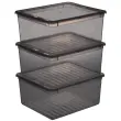 Set de boîtes de rangement Bea - 3 x 18 L - Gris - Keeeper photo du produit