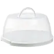 Plat & cloche &agrave; g&acirc;teau, rond, transparent/blanc - Plast Team photo du produit