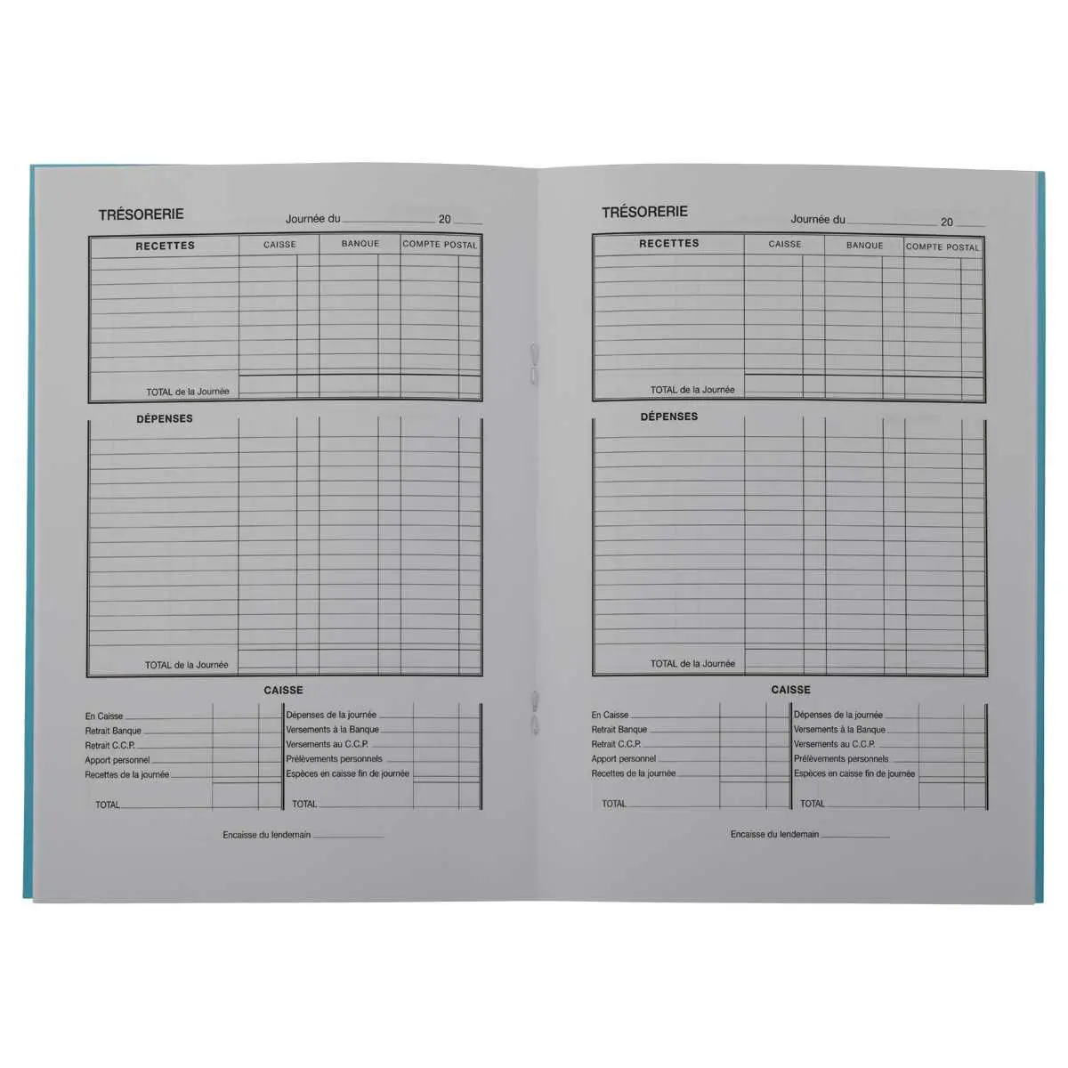 Piq&ucirc;re comptable sp&eacute;cifique - Brouillard de caisse journalier 31 jours - G&eacute;n&eacute;rique photo du produit
