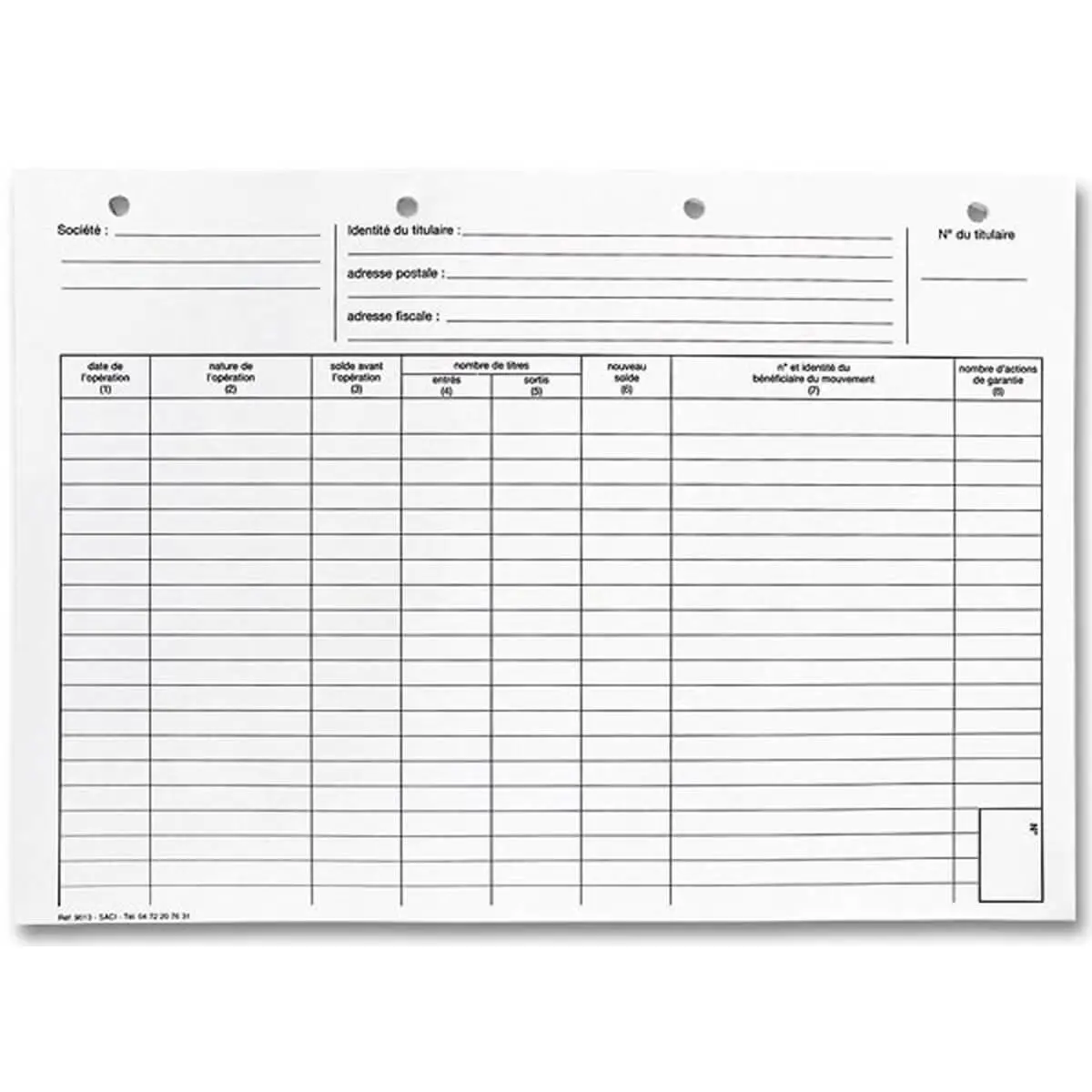 50 Fiches individuelles d'actionnaires photo du produit