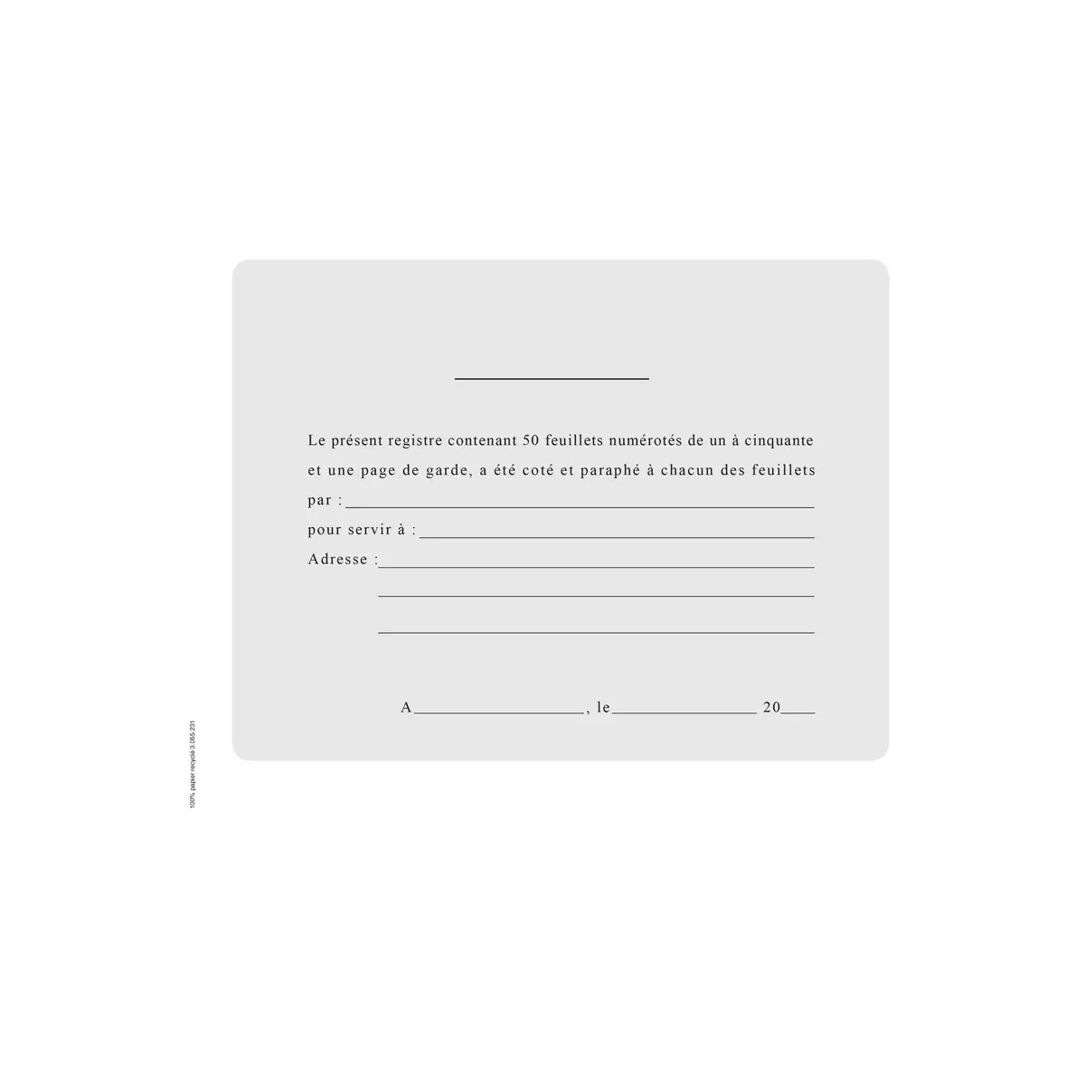 Recharge foliot&eacute;e pour registre SACI - 50 pages - ELVE photo du produit