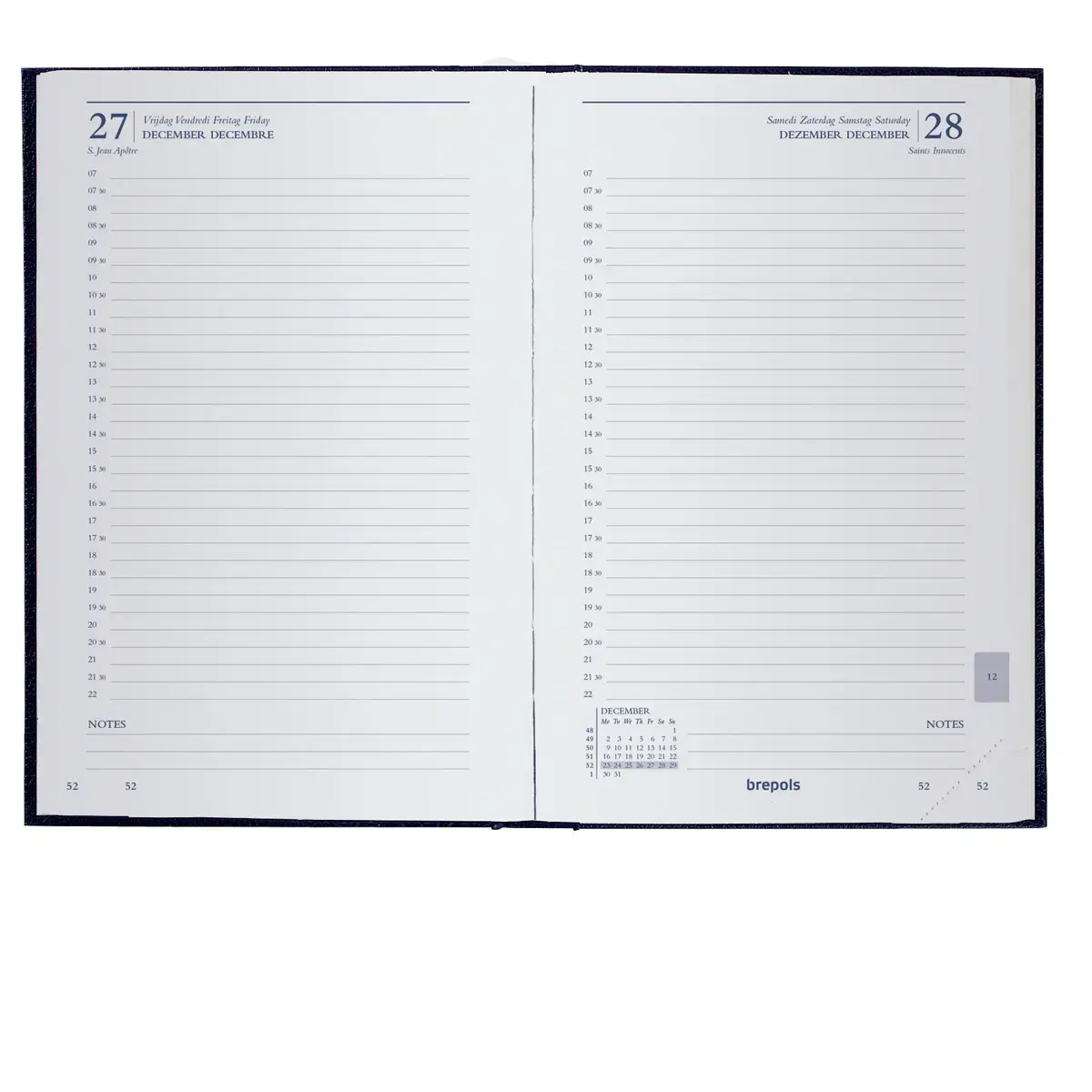Agenda journalier Brepols Saturnus basic - 13,3x20,8 cm - Noir - 1j/page - BREPOLS photo du produit