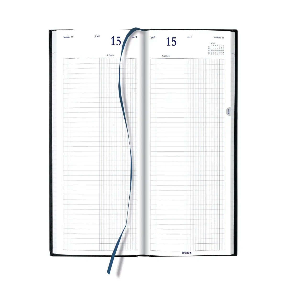 Agenda journalier  banque 1 volume - 14,3x32,5 cm - Noir - Janvier &agrave; d&eacute;cembre - BREPOLS photo du produit