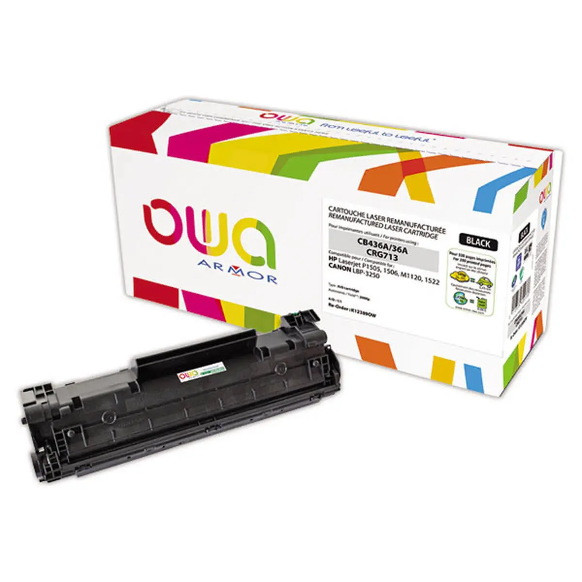 Toner éq. HP CB436A, CANON 713 - Noir - OWA photo du produit