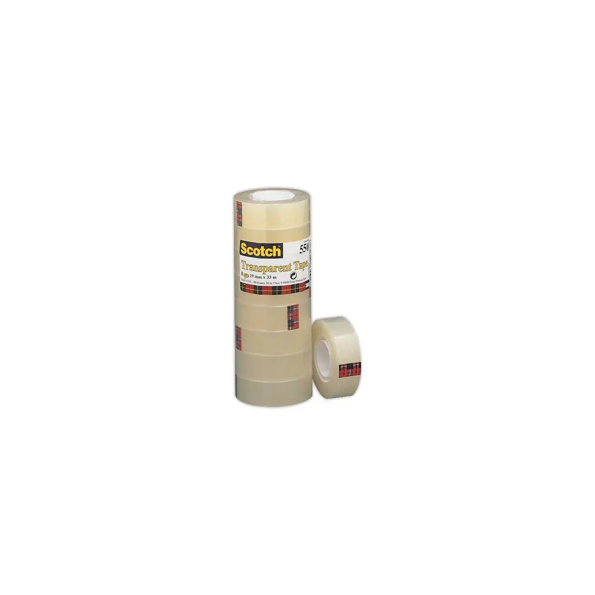 8 Rouleaux d'adhésifs transparents 550 - 33 m x 19 mm - 3M Scotch photo du produit