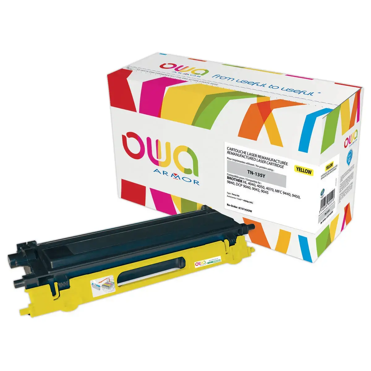 Toner &eacute;q. Brother TN-135Y - Haute capacit&eacute; - Jaune - OWA photo du produit
