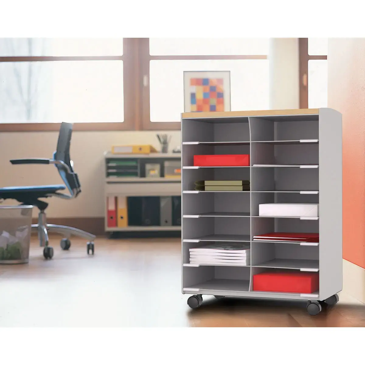 Desserte 14 cases - Gris - Paperflow photo du produit