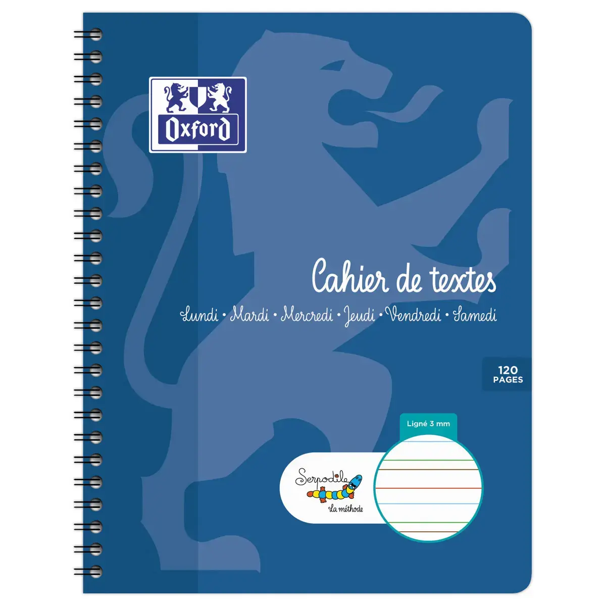 Cahier de texte reliure intégrale Ligné - A5+ 90g - 120 pages - Bleu - Oxford photo du produit