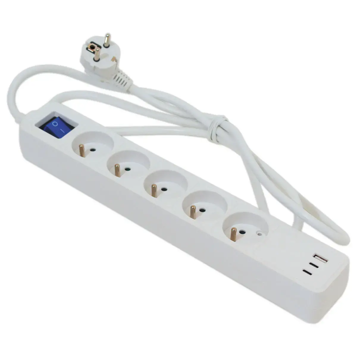 Blocs 5 prises - Avec USB et interrupteur - C&acirc;ble 1,5m photo du produit