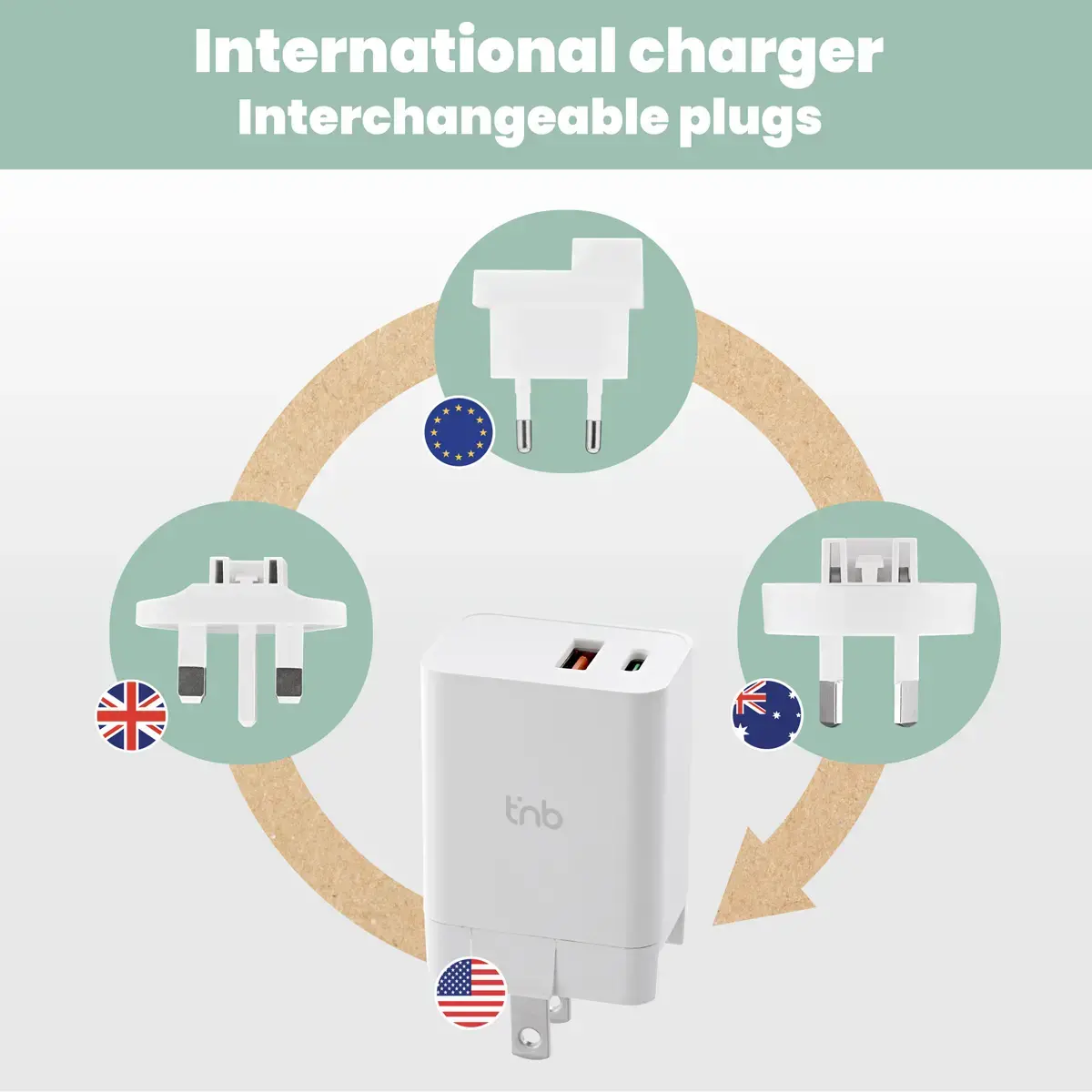 Chargeur secteur USB international 20W photo du produit