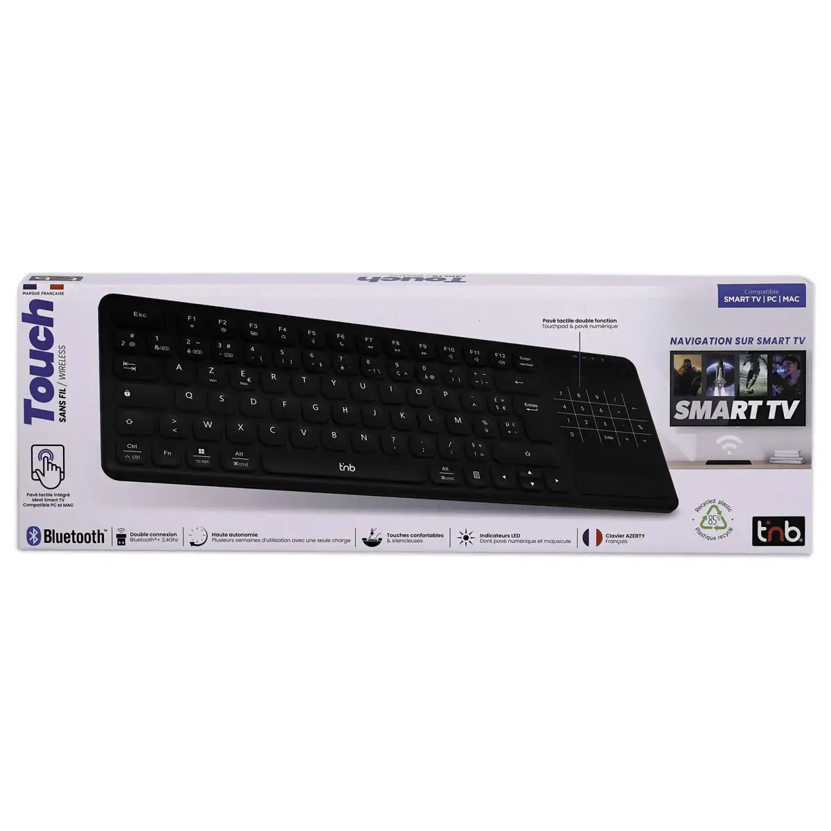 Clavier sans fil rechargeable SLIM TOUCH avec pavé tactile intégré photo du produit