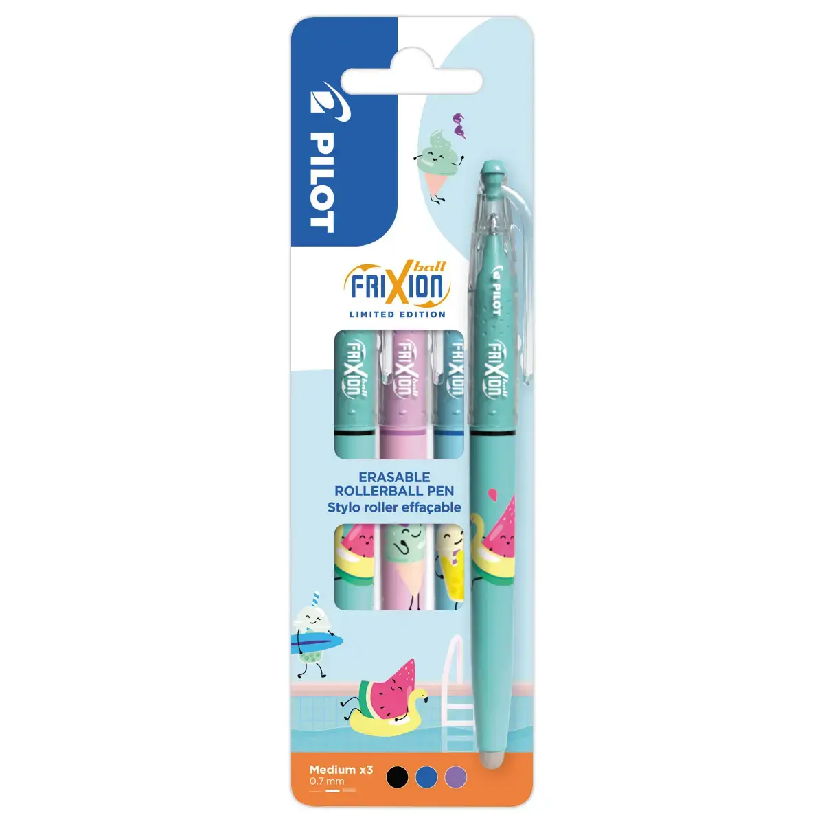 3 Stylos billes gel Frixion Ball 0.7 - Effa&ccedil;ables - Pilot photo du produit