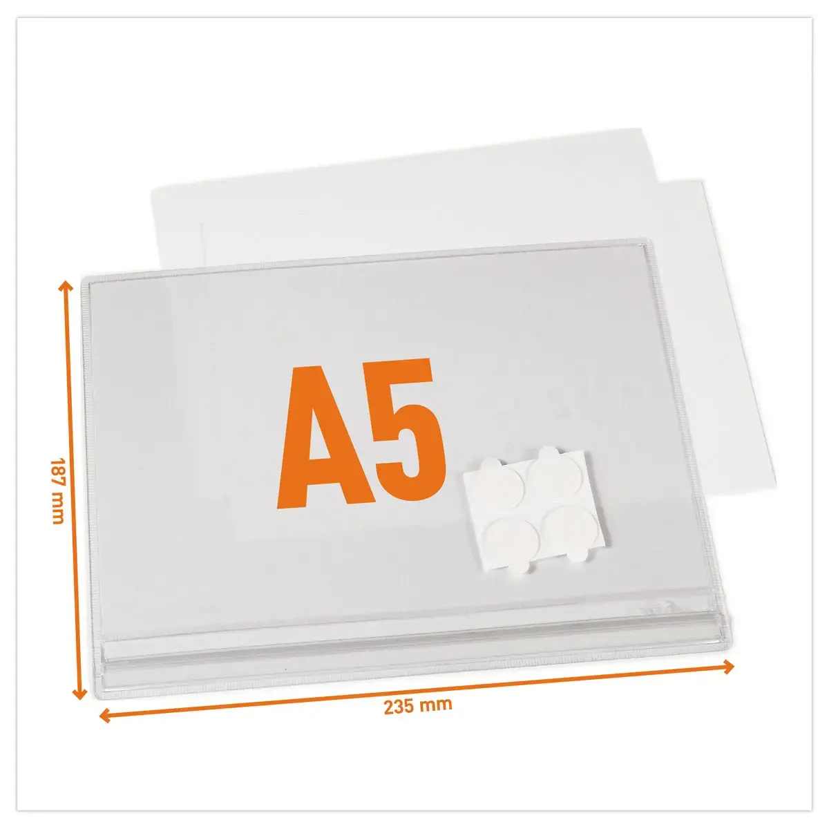 5 Pochettes d'affichage &eacute;tanches - A5 - Fixation adh&eacute;sive - Durable photo du produit