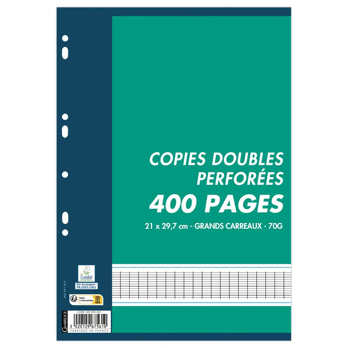 100 Copies doubles Cambridge - A4 - R&eacute;glure Sey&egrave;s - 70g - Conquerant photo du produit