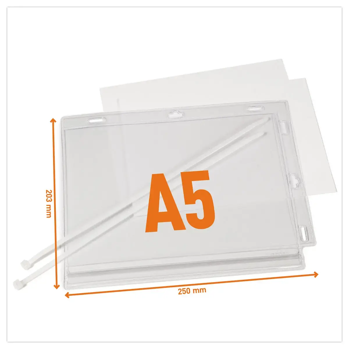 5 Pochettes d'affichage &eacute;tanches - A5 - Fermeture serre-c&acirc;bles - Durable photo du produit