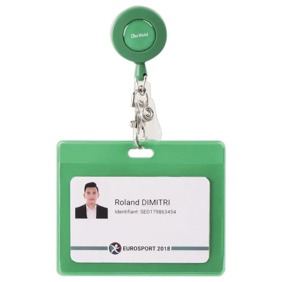 20 Porte-badge pochette ferm&eacute;e 60 x 90 mm - Vert photo du produit