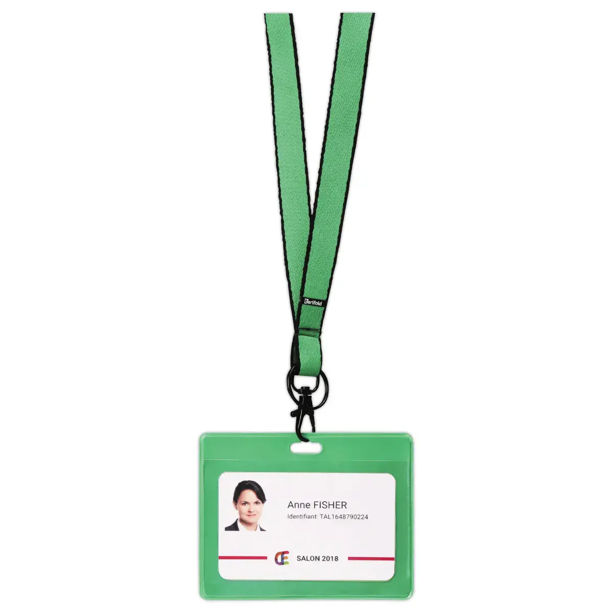20 Porte-badge pochette ferm&eacute;e 60 x 90 mm - Vert photo du produit