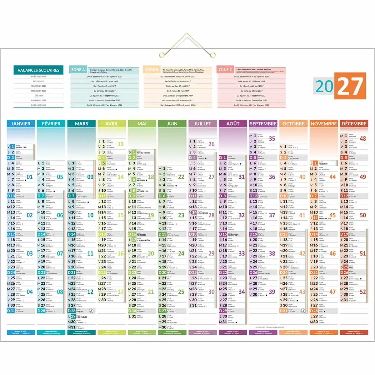 5 Calendriers de banque Europe - 55 x 43 cm - BOUCHUT-GRANDREMY photo du produit
