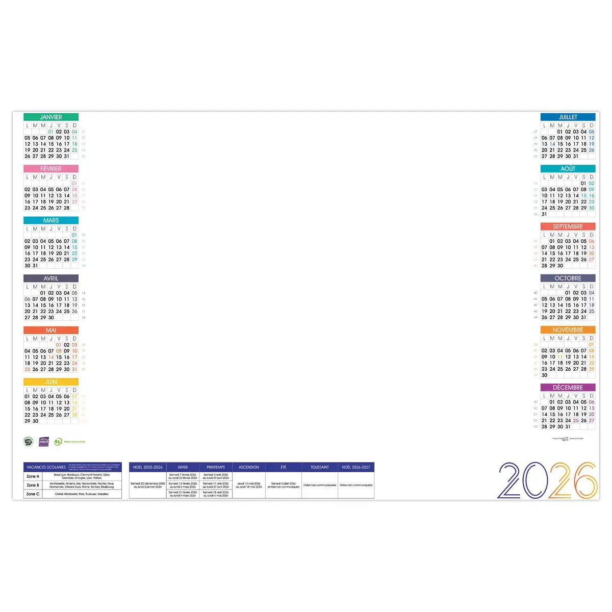 Bloc sous-main annuel - 54 x 38,5 cm photo du produit