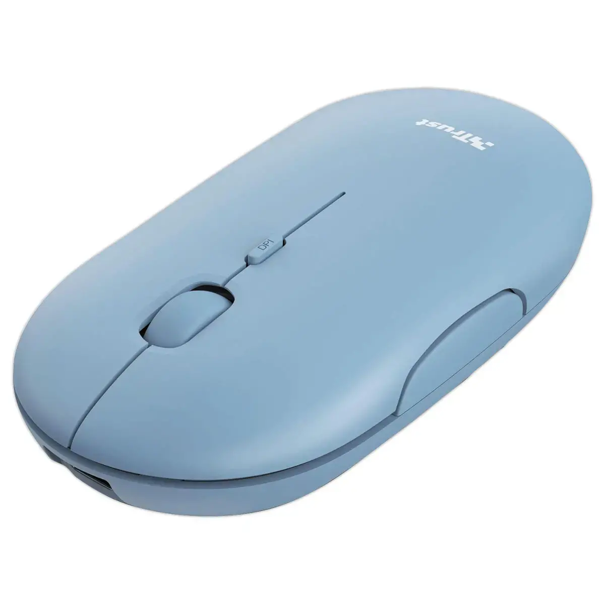 Souris sans fil PUCK ultra-plate rechargeable bleue photo du produit