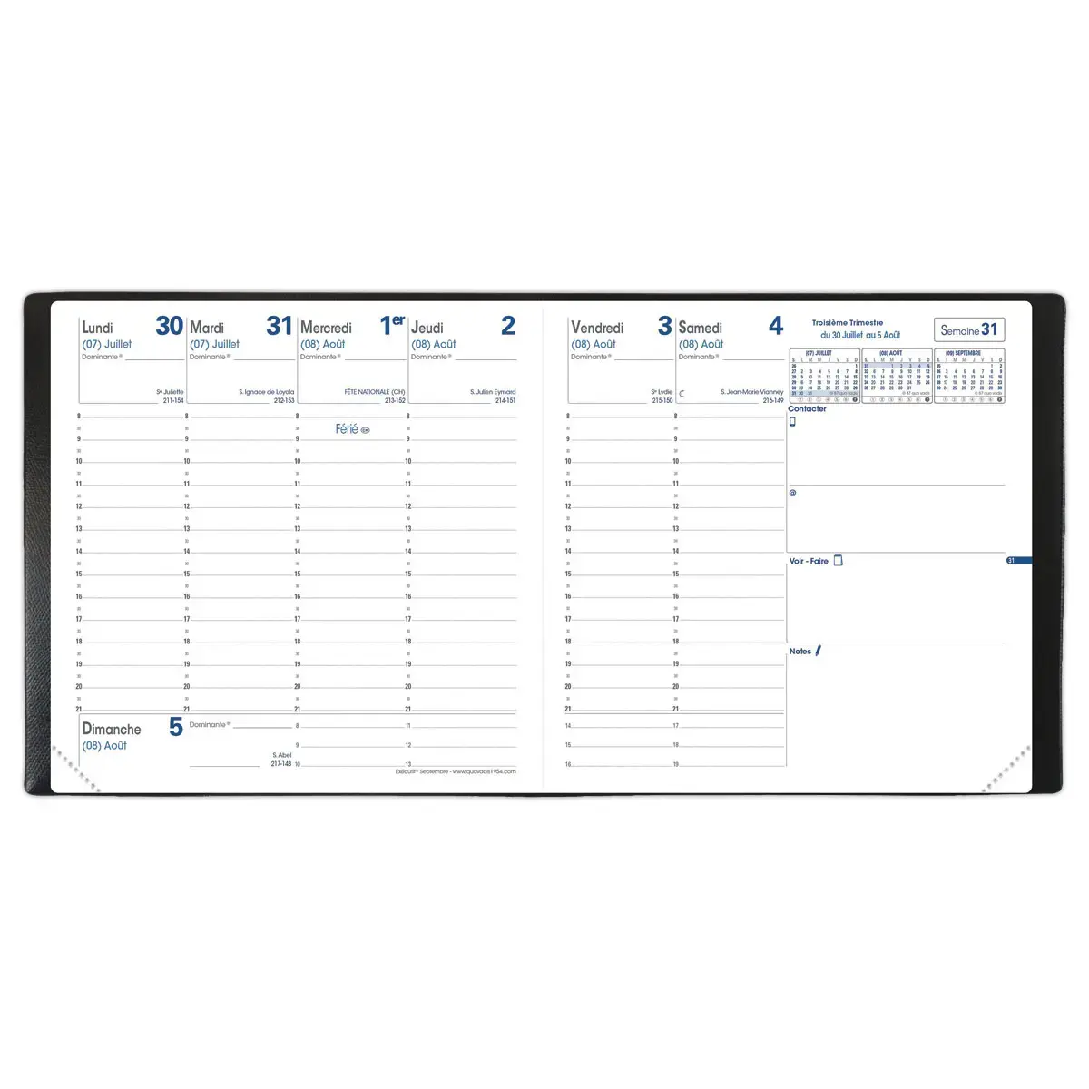 Agenda semainier Club - 16x16cm - Framboise - Septembre à septembre - QUO VADIS photo du produit