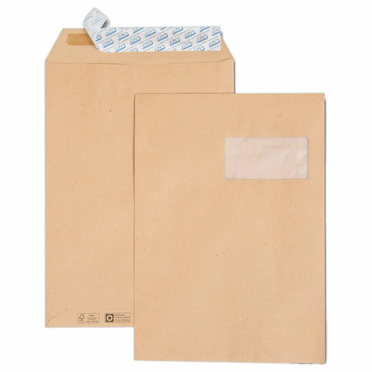 250 Pochettes kraft brun avec fenêtre - 85 g - 229 x 324 mm - GPV GREEN photo du produit
