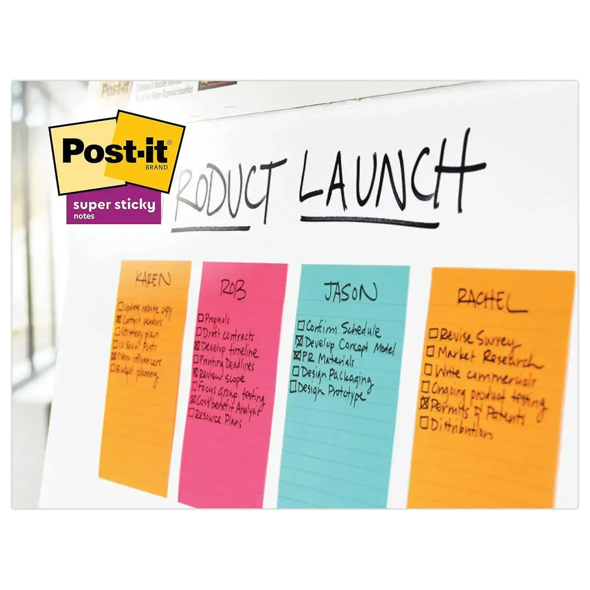 4 Blocs Meeting notes super sticky - 20 x 15,2 cm - Post-It photo du produit