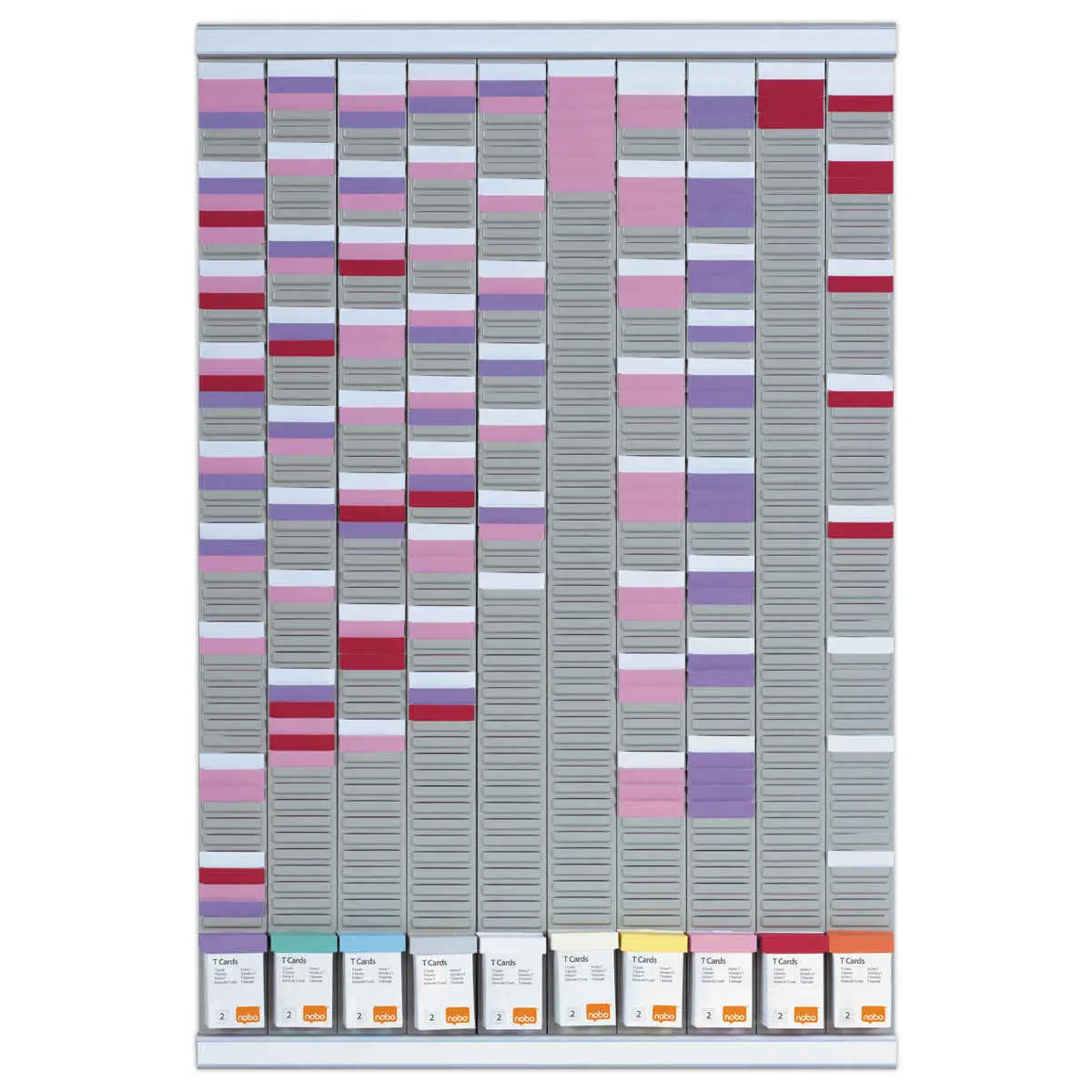 Kit de planning annuel &agrave; fiche T - 10 colonnes - 54 fentes - NOBO photo du produit