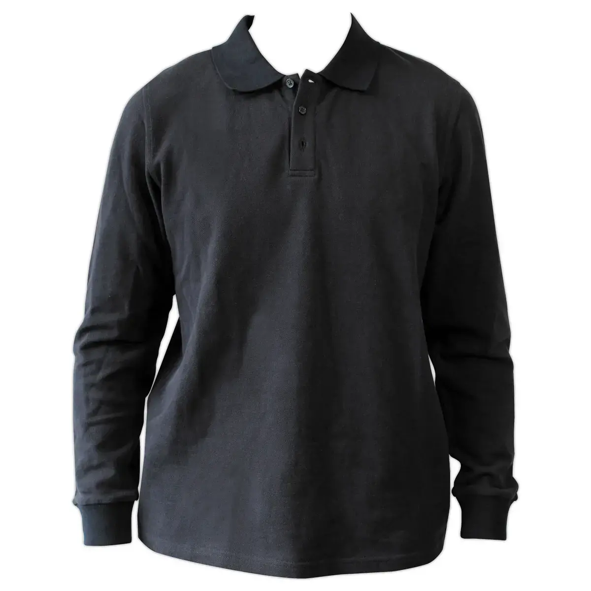 Polo noir manches longues homme taille s photo du produit