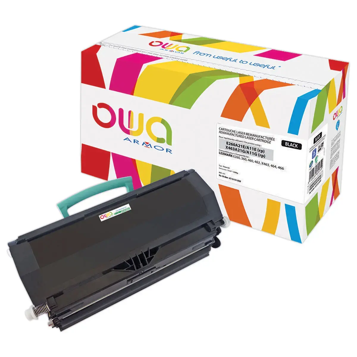 Toner éq. Lexmark E260A21E, DELL 593-10336, IBM 39V3202, 39V3713, Olivetti B0960 - Noir - OWA photo du produit