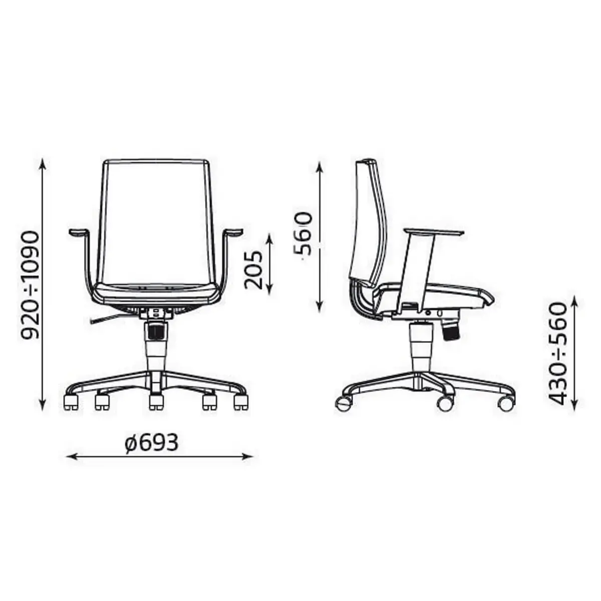 Siège ergonomique synchrone décalé Intrata - Assise gris foncée, dossier noir - Nowy Styl photo du produit