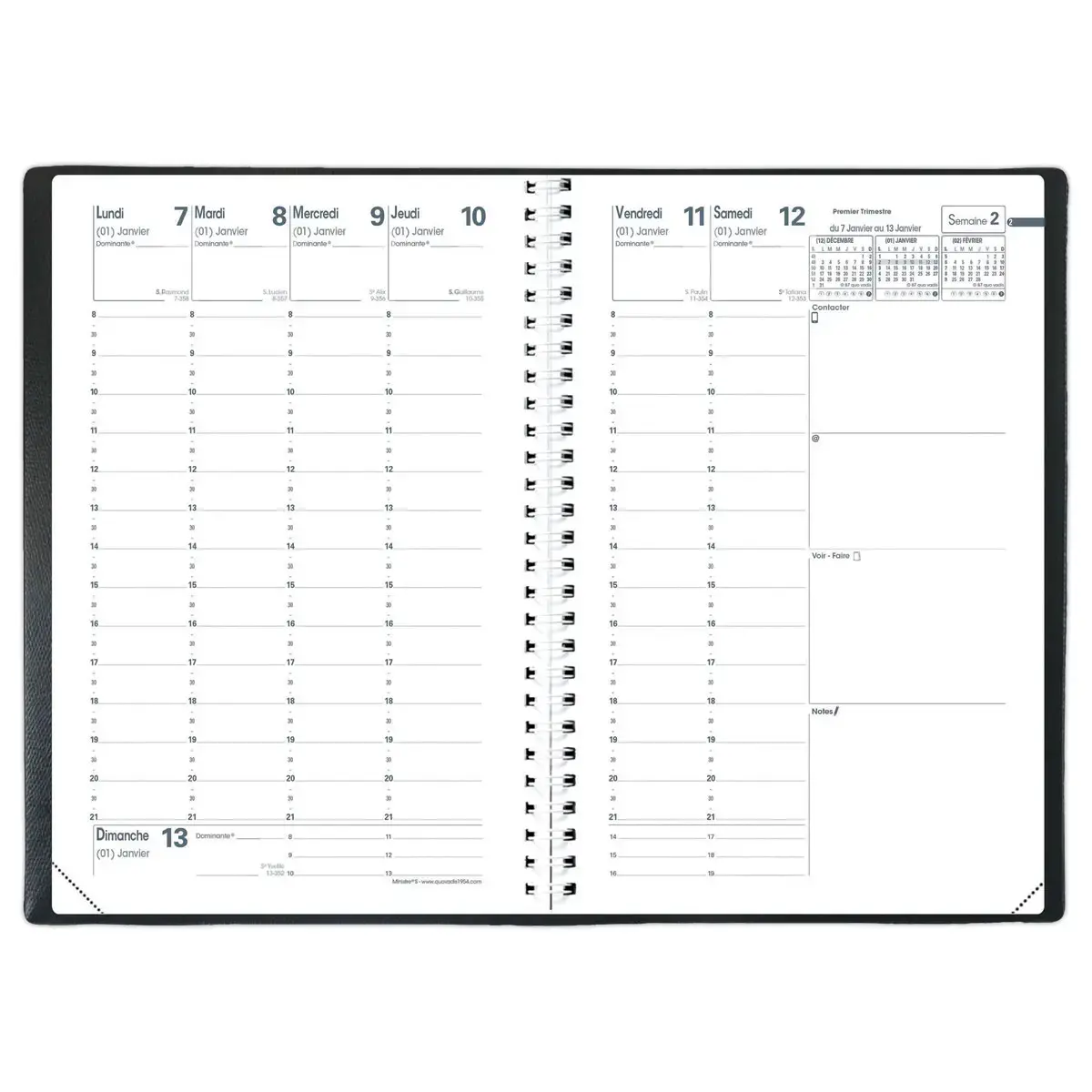 Agenda semainier - 16x24 cm - Ao&ucirc;t &agrave; ao&ucirc;t - Noir - QUO VADIS photo du produit