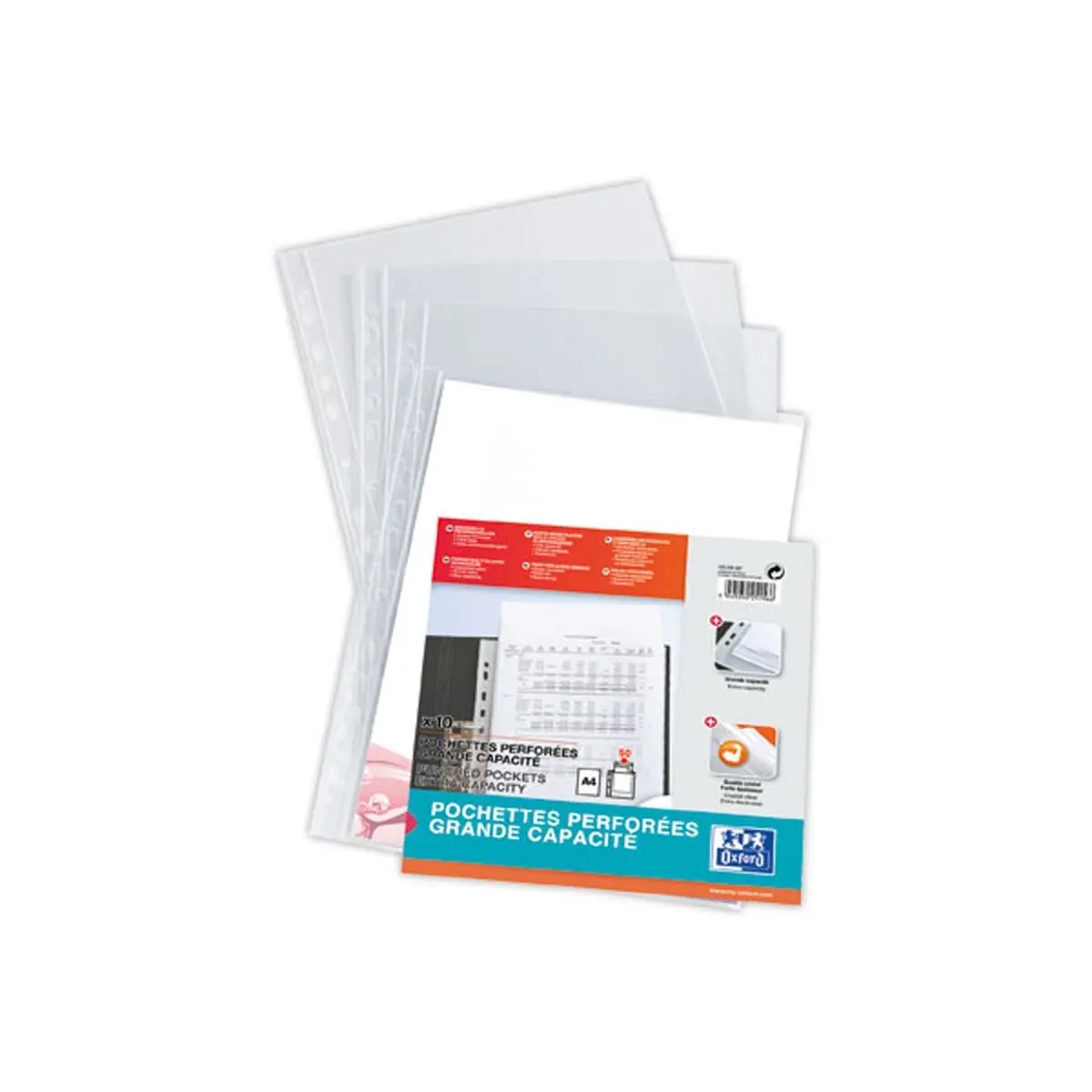10 Pochettes perforées format A4+ - OXFORD photo du produit